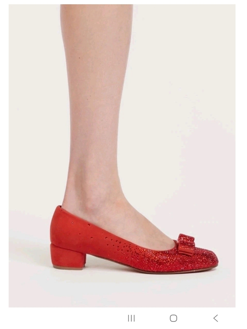 Salvatore Ferragamo Crystal-Embellished Suede Red Pumps Size 6 NWB - Picture 15 of 16